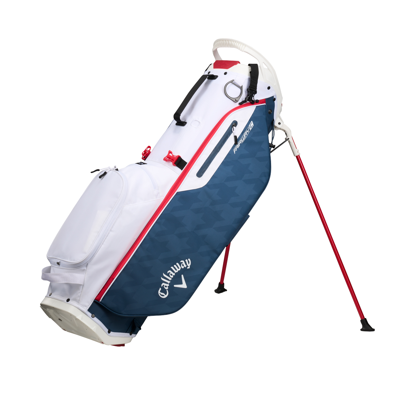 Fairway C, Standbag - white_navy_hounds_red