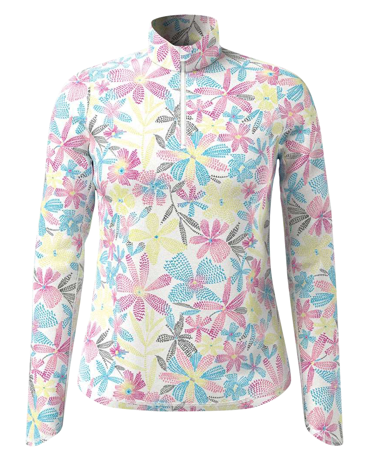 Floral Printed Sun Protection, Pullover, Damen - brilliant_white
