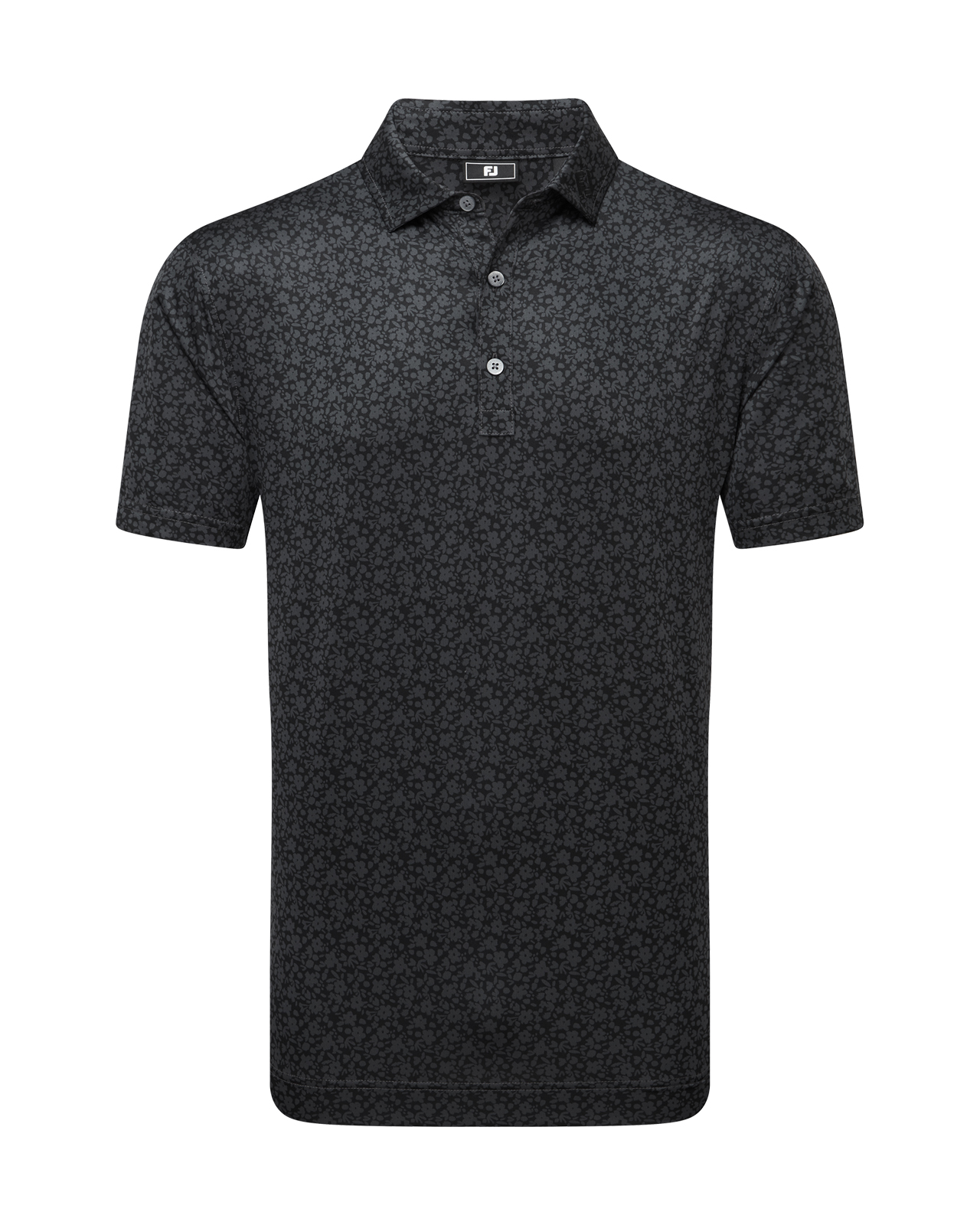 Painted Floral Lisle, Polo, Herren - black