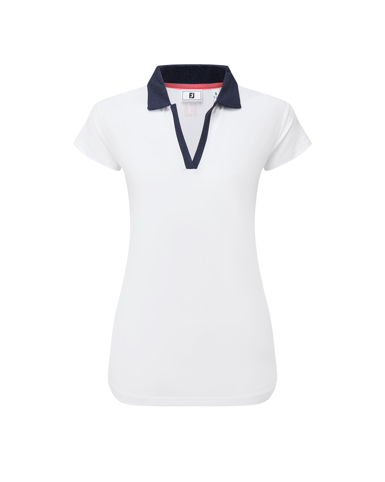 Print Trim, Polo, Damen - white_navy