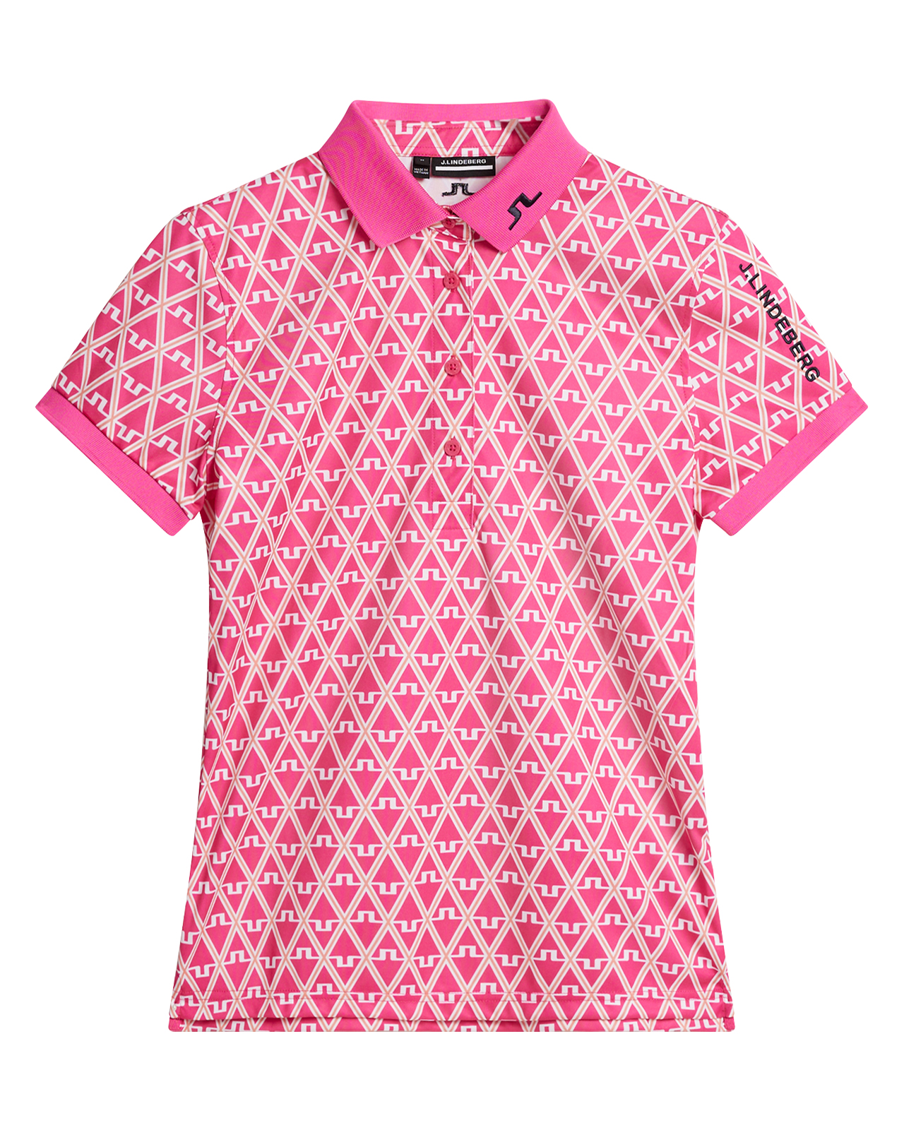 Tour Tech Print, Polo, Damen - geo_fuchsia_purple