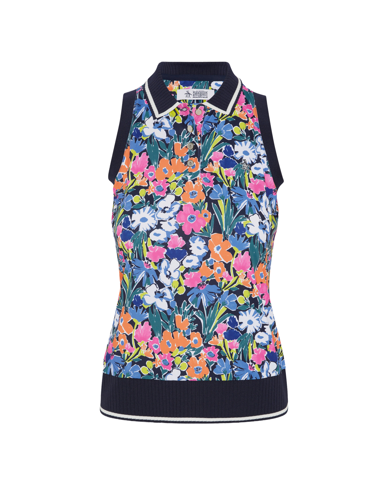 Scallop Rib, Ärmelloses Polo, Damen - black_iris