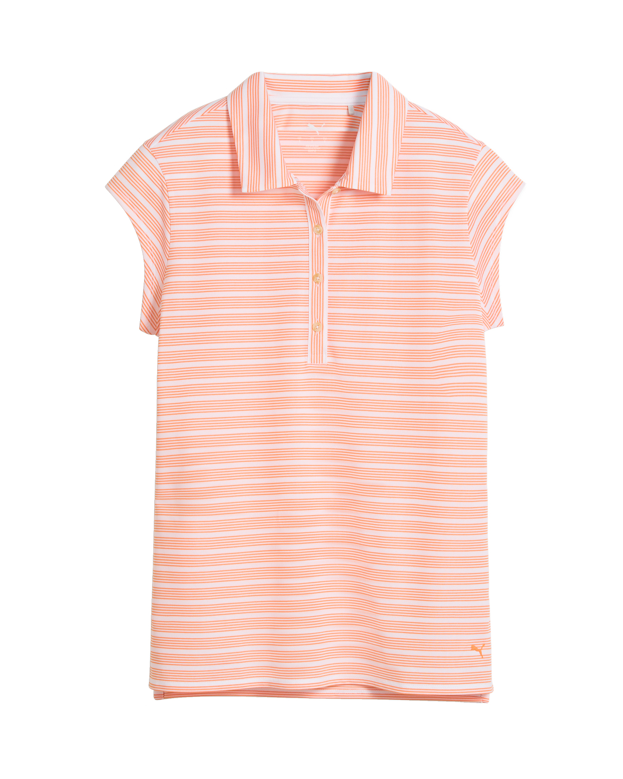 Stripe Cap Sleeve, Polo, Damen - white_glow_melon_glow