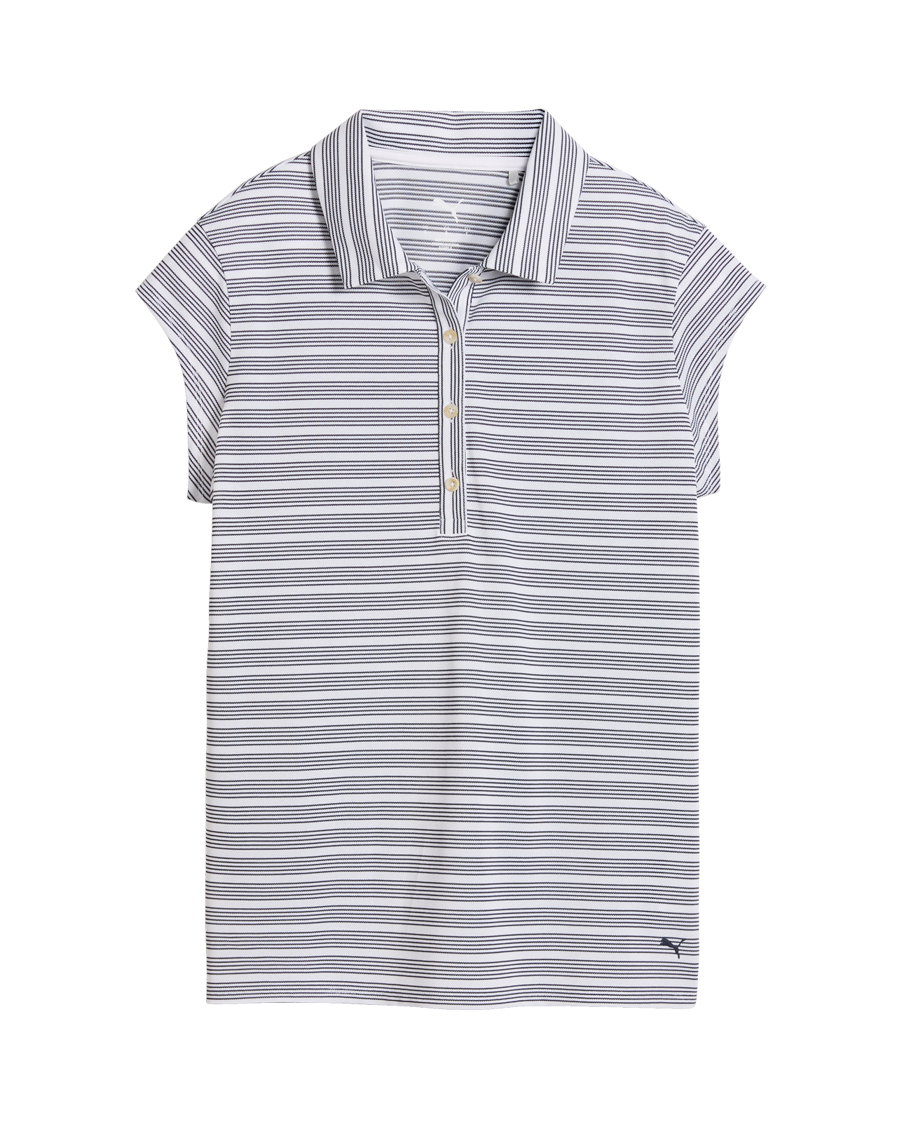 Stripe Cap Sleeve, Polo, Damen - white_glow_deep_navy