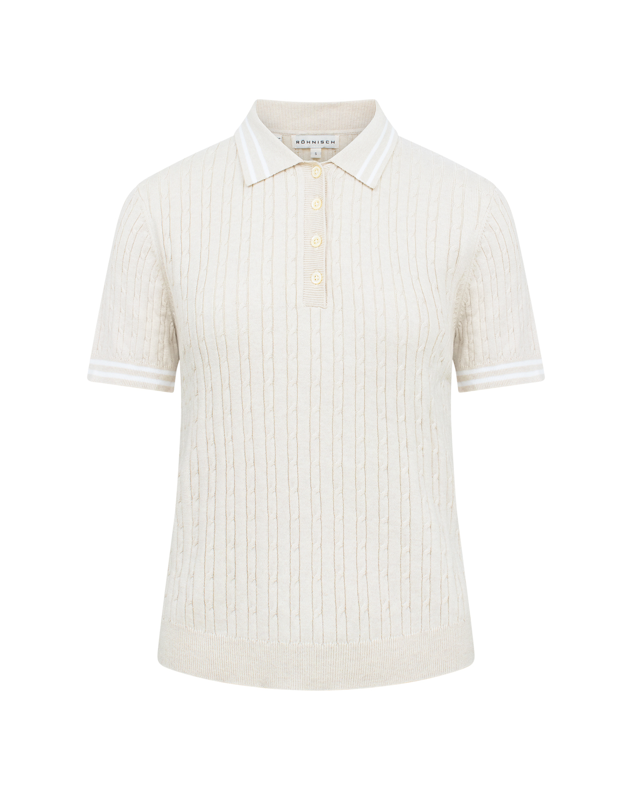 Classic Cable, Polo, Damen - oatmeal
