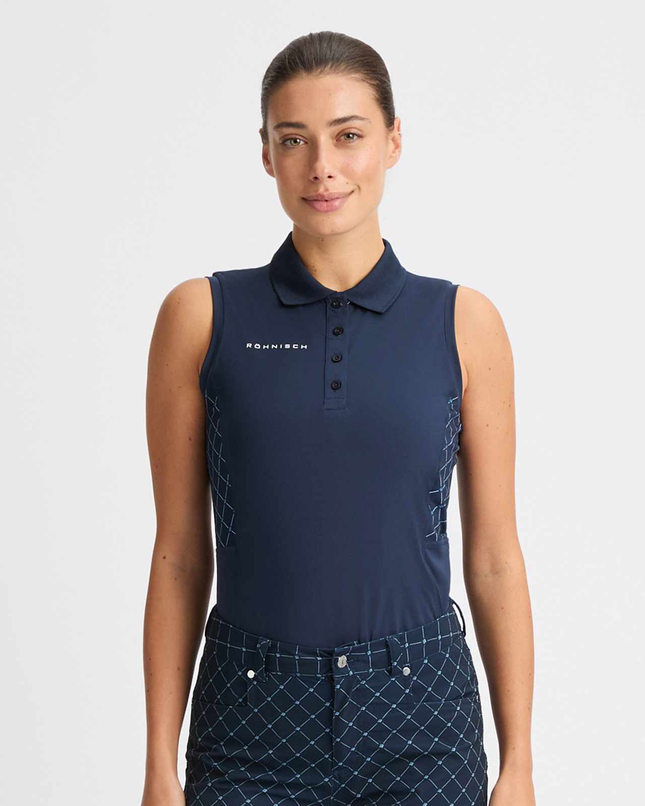 Nicky, Ärmelloses Polo, Damen - micro_r_check_navy